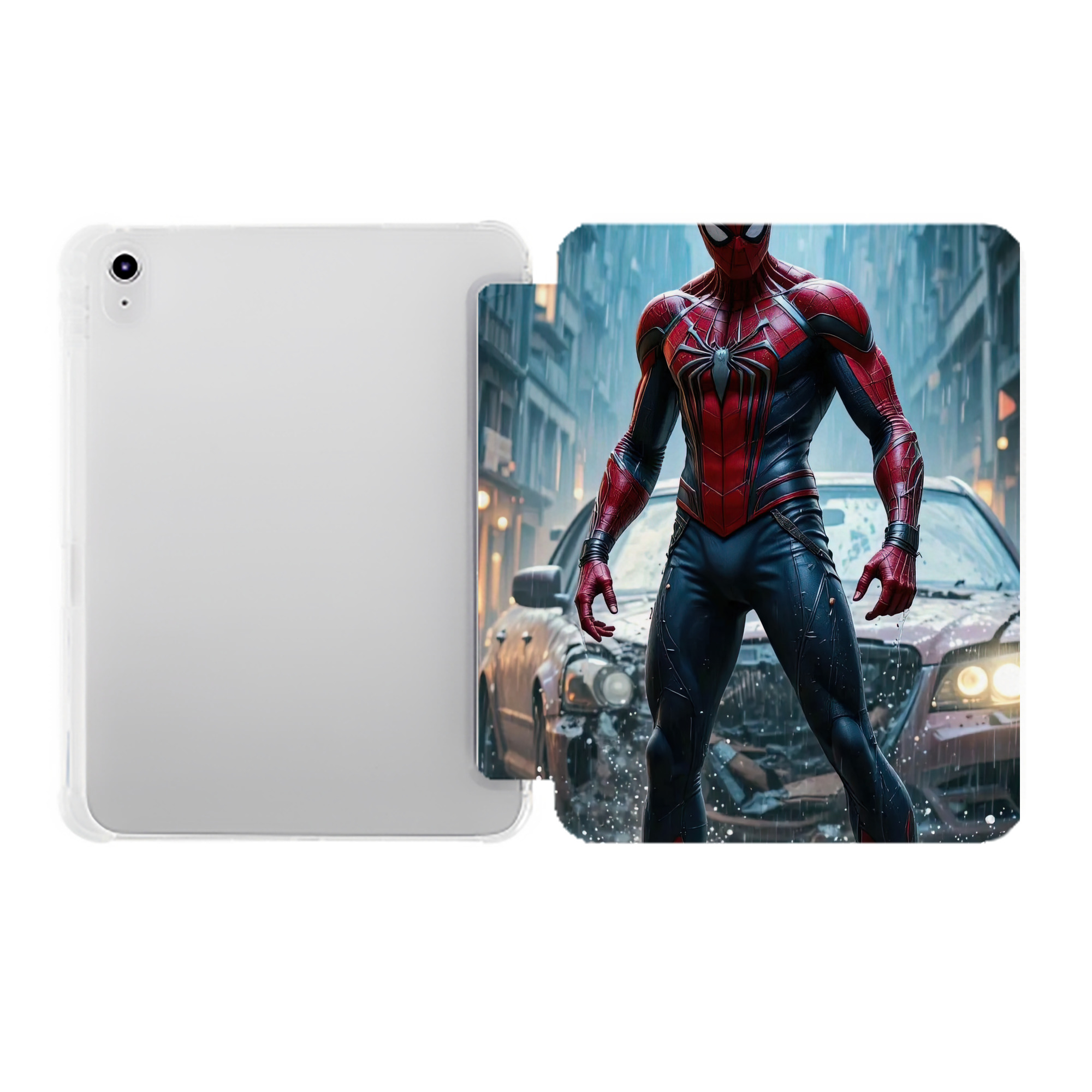（画像用） Spider Man スパイダーマン IPad ケース ペン収納付き 三つ折りスタンド PUレザー×シリコン 対応機種9.5/10.5/10.9インチ